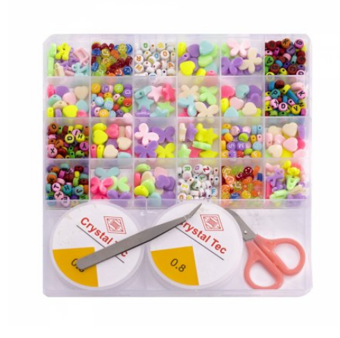 Набор для создания украшений-бусины Alingar, 8 вид.бус, лелеска,ножницы, пинцет,AL1280