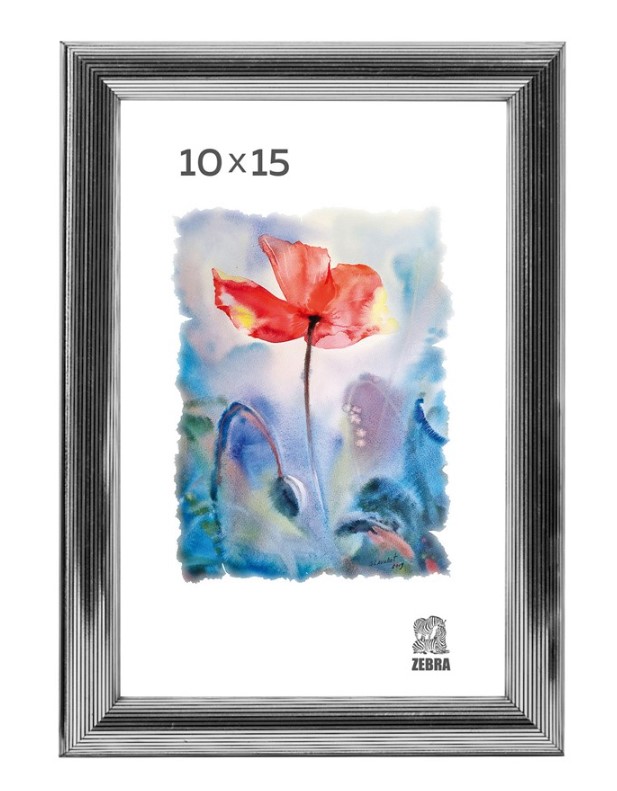 Фоторамка пластиковая 10х15, серебрянный цвет, (513)