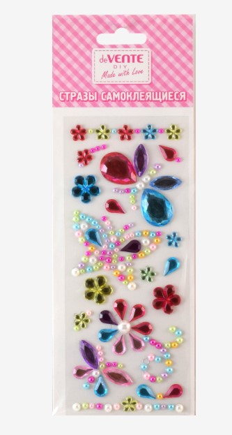 Стразы самоклеящиеся 'deVENTE. Бабочки' акриловые, карточка 7,5x18 cм, цвета ассорти, 8004017