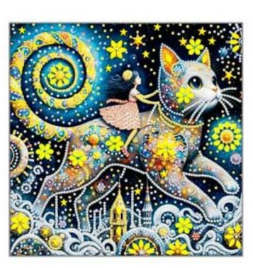 Алмазная мозаика КОТ, деревянный подрамник 30х30, M-12219