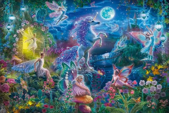 Картина по номерам на холсте 40х50 см, Феи и единорог, 20 цветов, ХК-0927