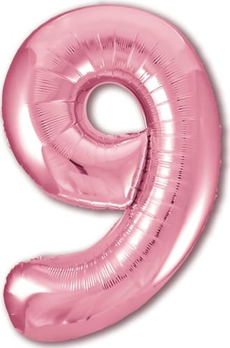 Шар фольга Agura Slim, цифра 9 'Розовая', 40', индивид. уп., европодвес, 755433