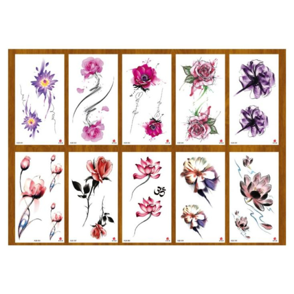 Татуировка-наклейка (11,4х 21 см) Цветочный микс, ТА-1763